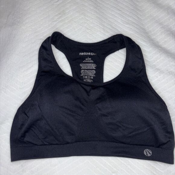 Marika Sport Black Racerback Sports Bra Size L 36C/38B Medium Support Activewear - Picture 1 of 6